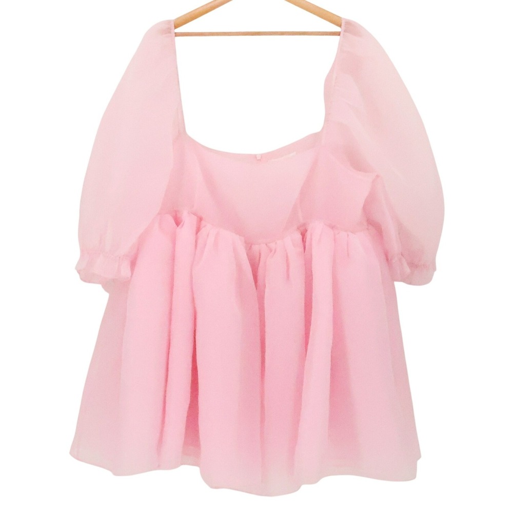 Selkie The Puff Dress Babydoll Mini Womens Size 16 Pink Princess Organza NWOT